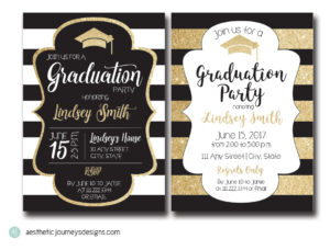 Gold and Black Graduation Invites