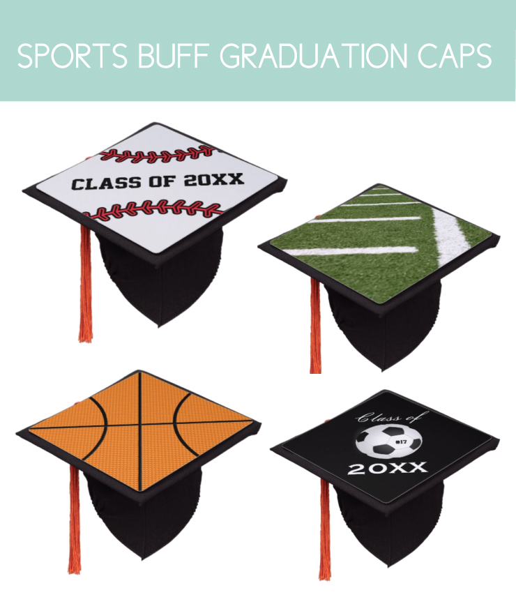 Sports themed graduation caps