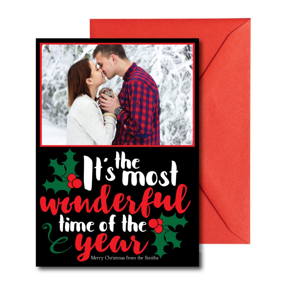 Photo Holiday Card in Red and Black