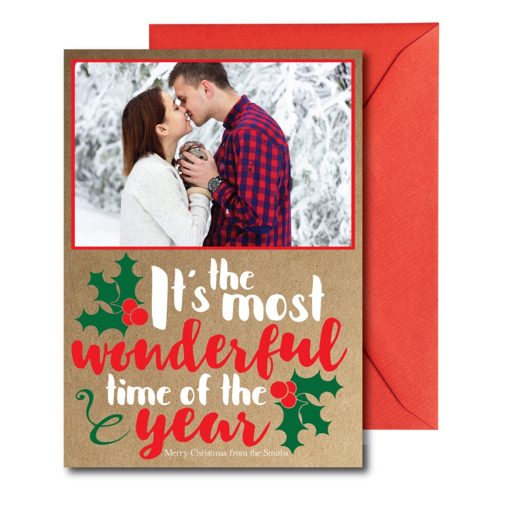 Photo Holiday Card with Rustic Back