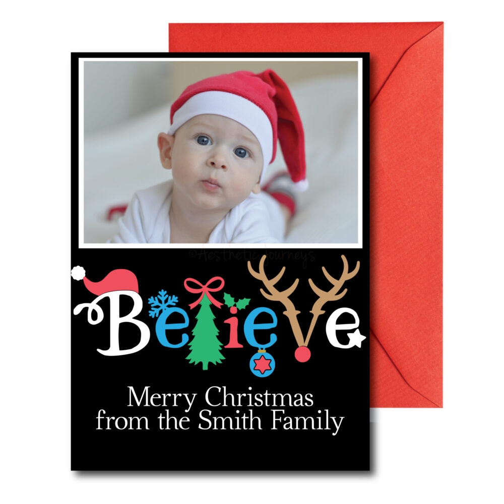 Believe Holiday Card with Photo