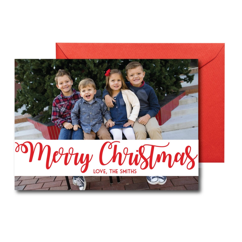 Red and White Photo Christmas Card