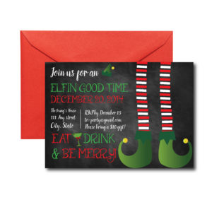 Chalkboard Elf Holiday Party Invite