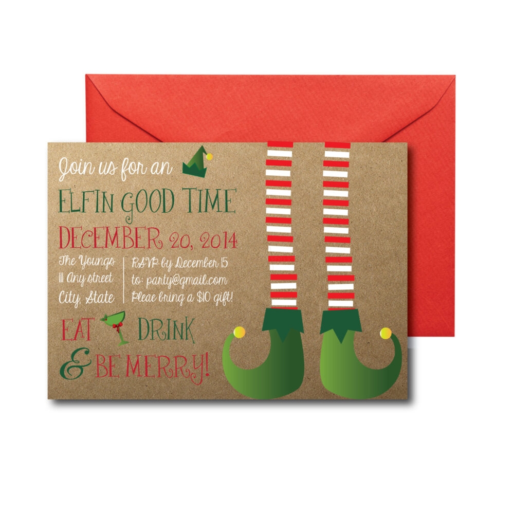 Rustic Elf Themed Party Invite