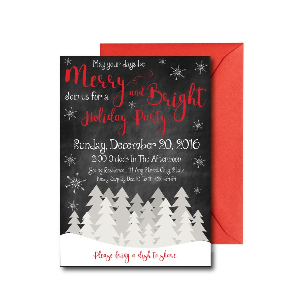 Chalkboard Snowflake Holiday Party Invite