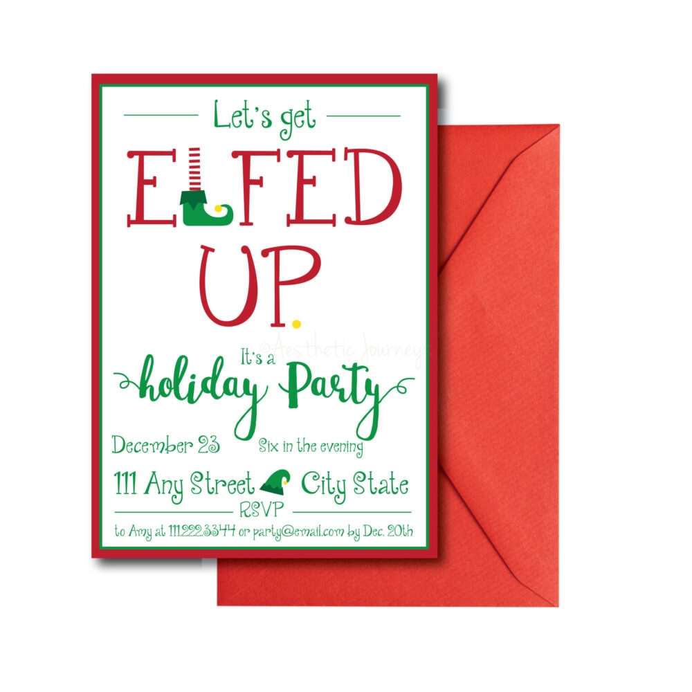 Elf Themed Holiday Party Invite
