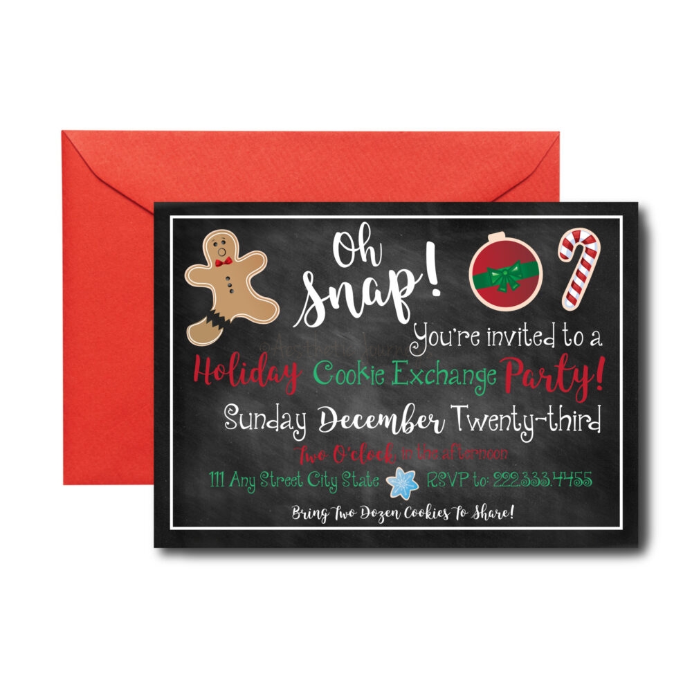 Chalkboard Holiday Cookie Swap Invite