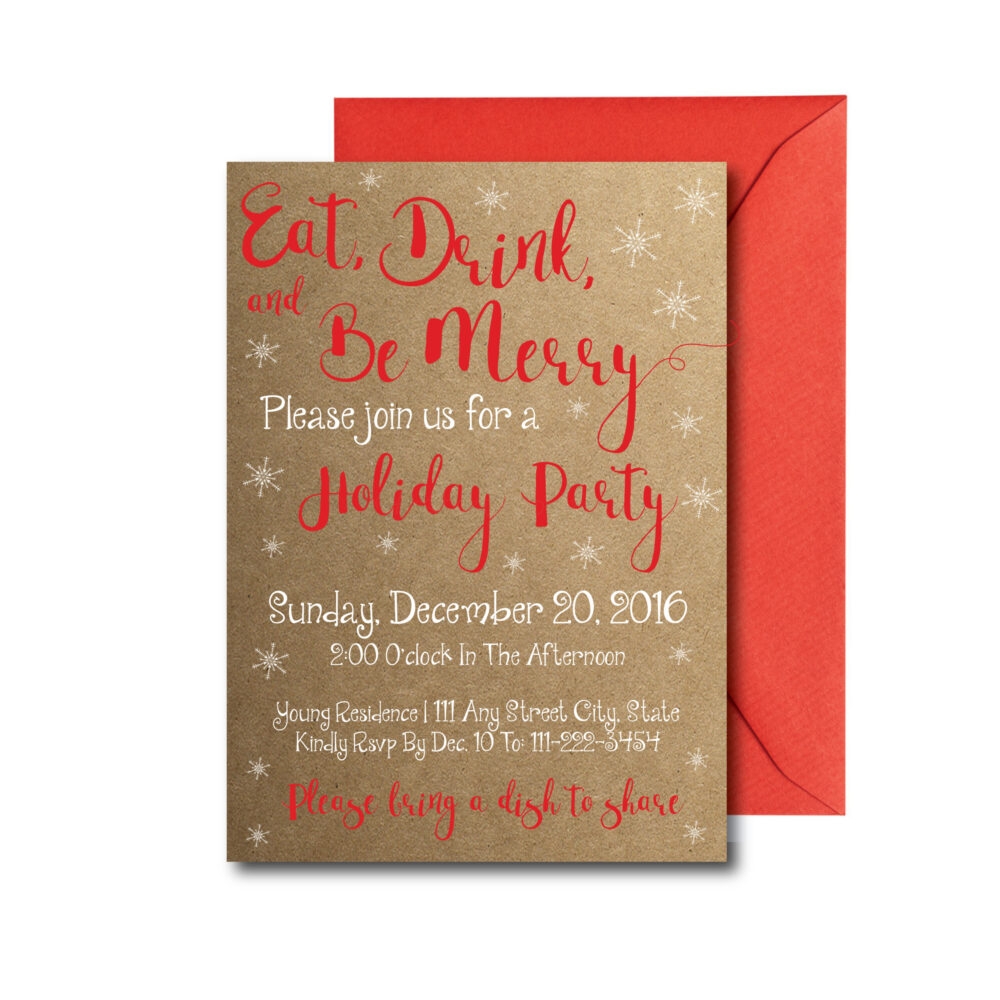 Rustic Eat Drink and Be Merry Party invite