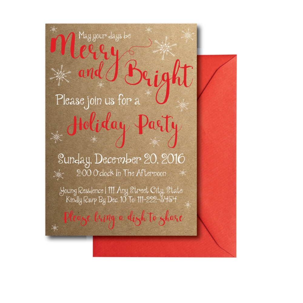 Rustic Merry and Bright Holiday Invite