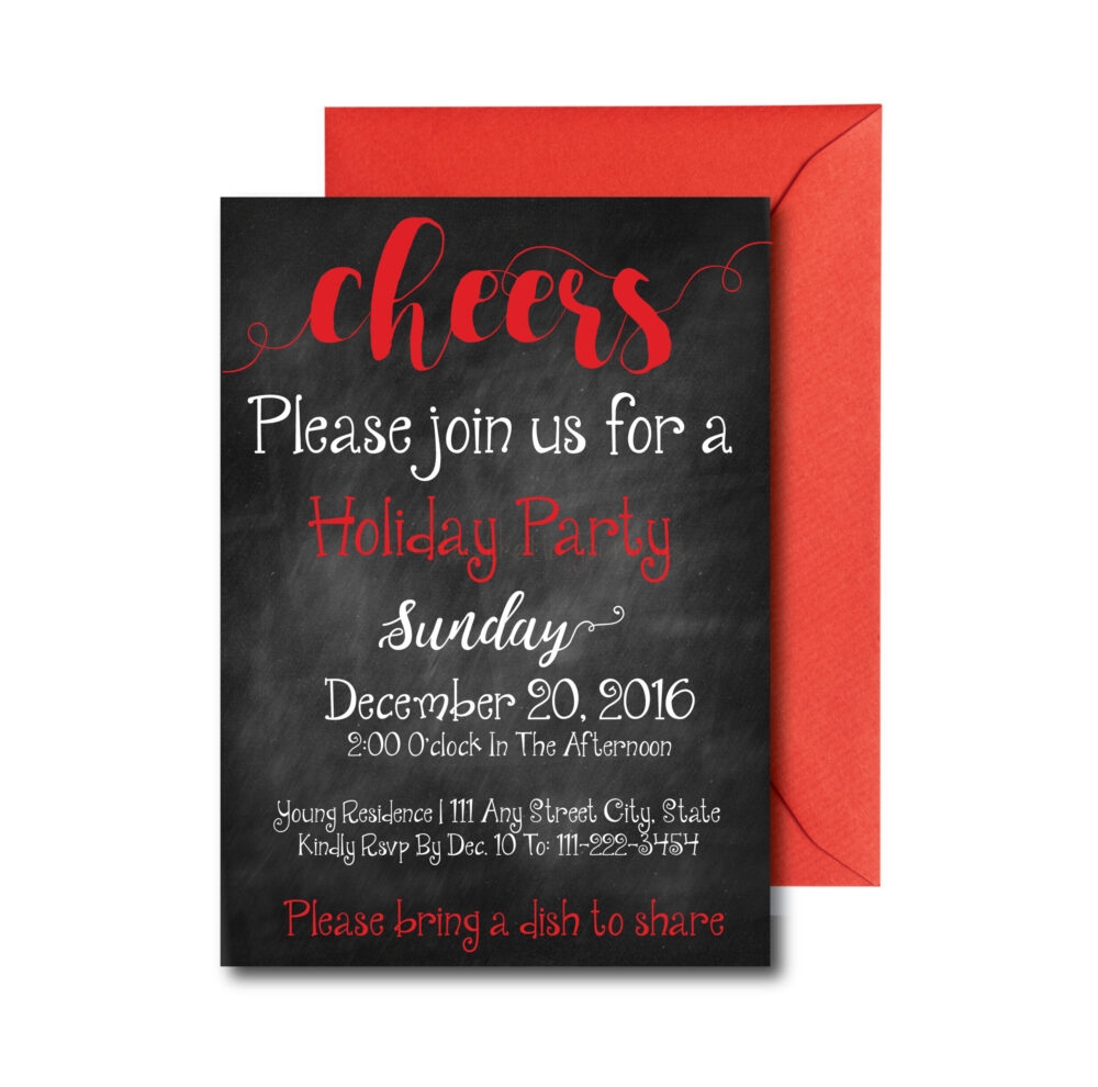 Cheers Chalkboard Holiday Party Invite
