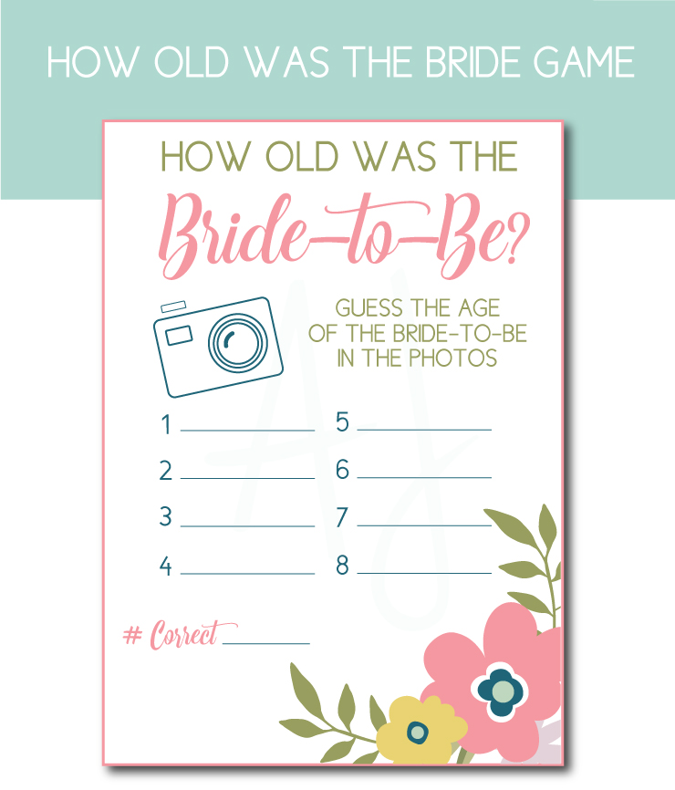 Guess the Bride's Age Bridal Shower game