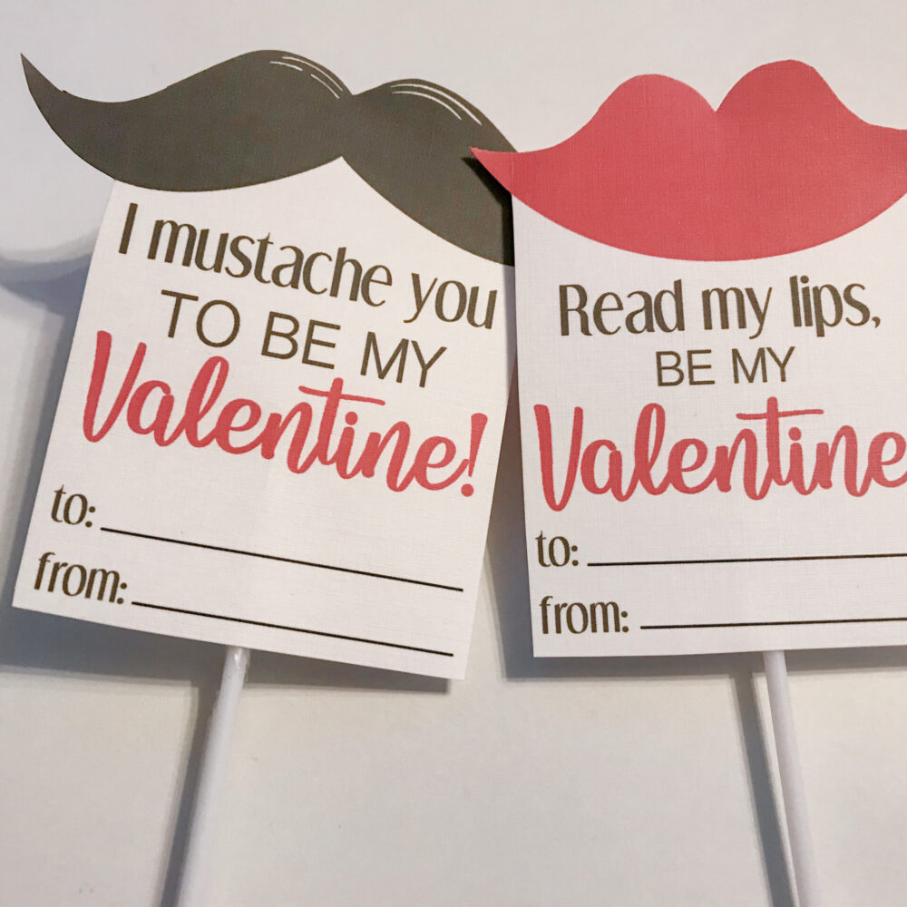 mustache valentine cards on white background with lips valentine cards