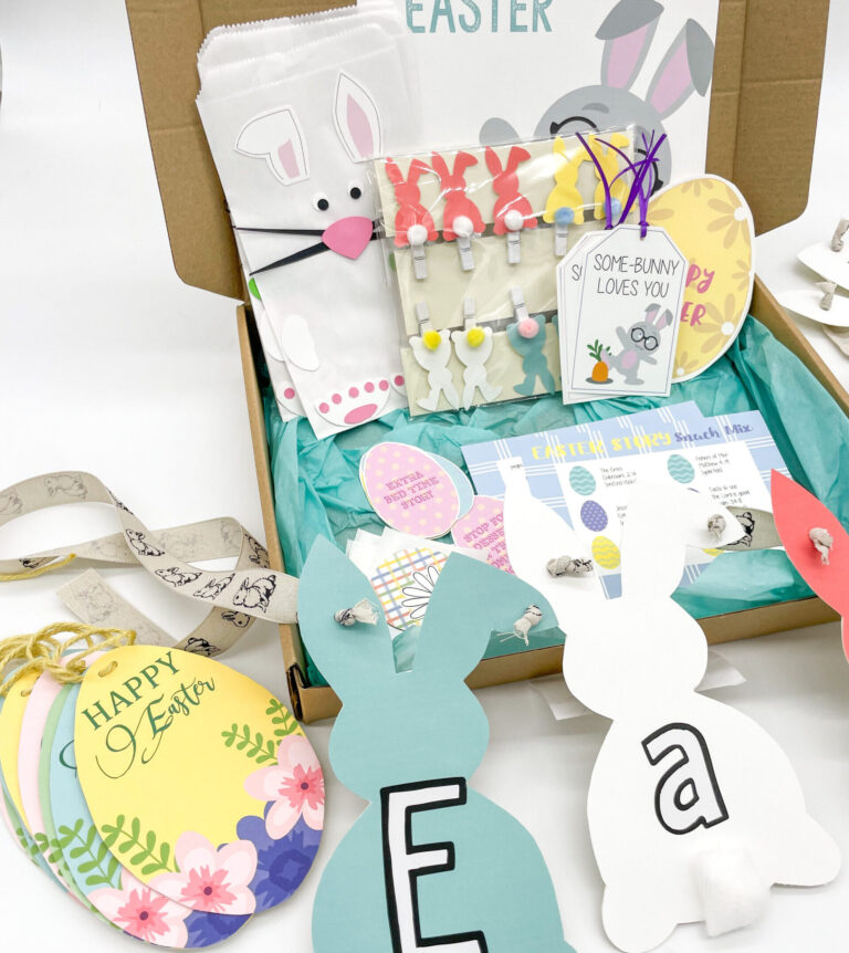 easter holiday subscription box on white background