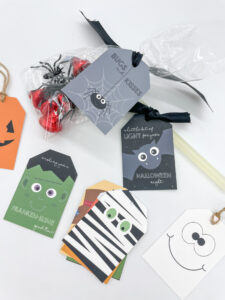 halloween tags on white background