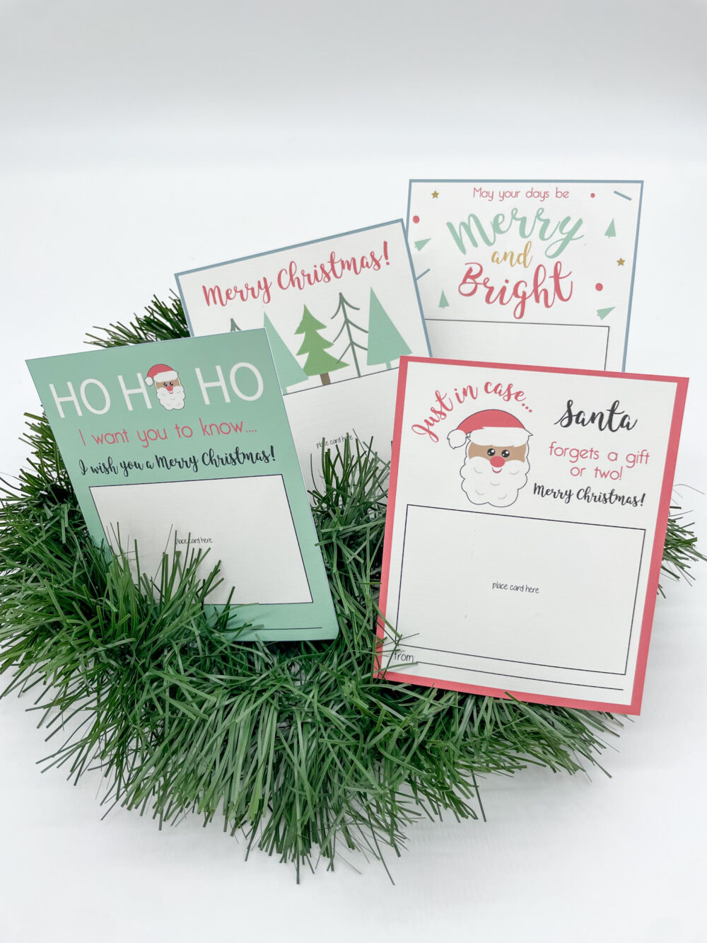 christmas gift card holders on white background
