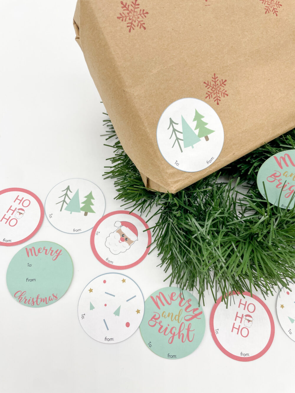 12 christmas stickers on white background