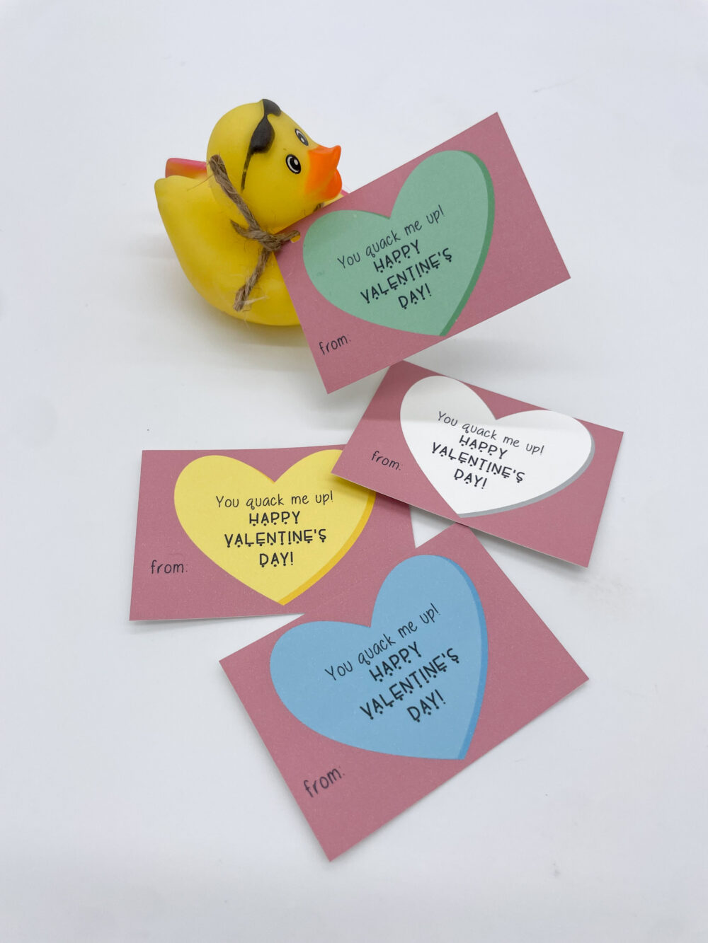 duck themed valentines on white background