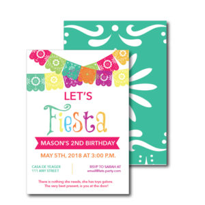 Fiesta Themed Birthday Party Invite with double sides