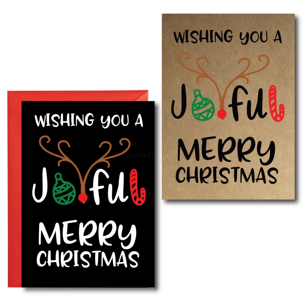 variety pack Christmas cards with Joyful Merry Christmas on white background