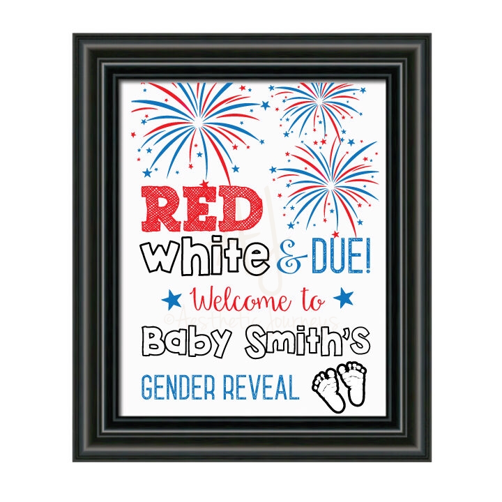 July 4th Themed Gender Reveal Party Sign