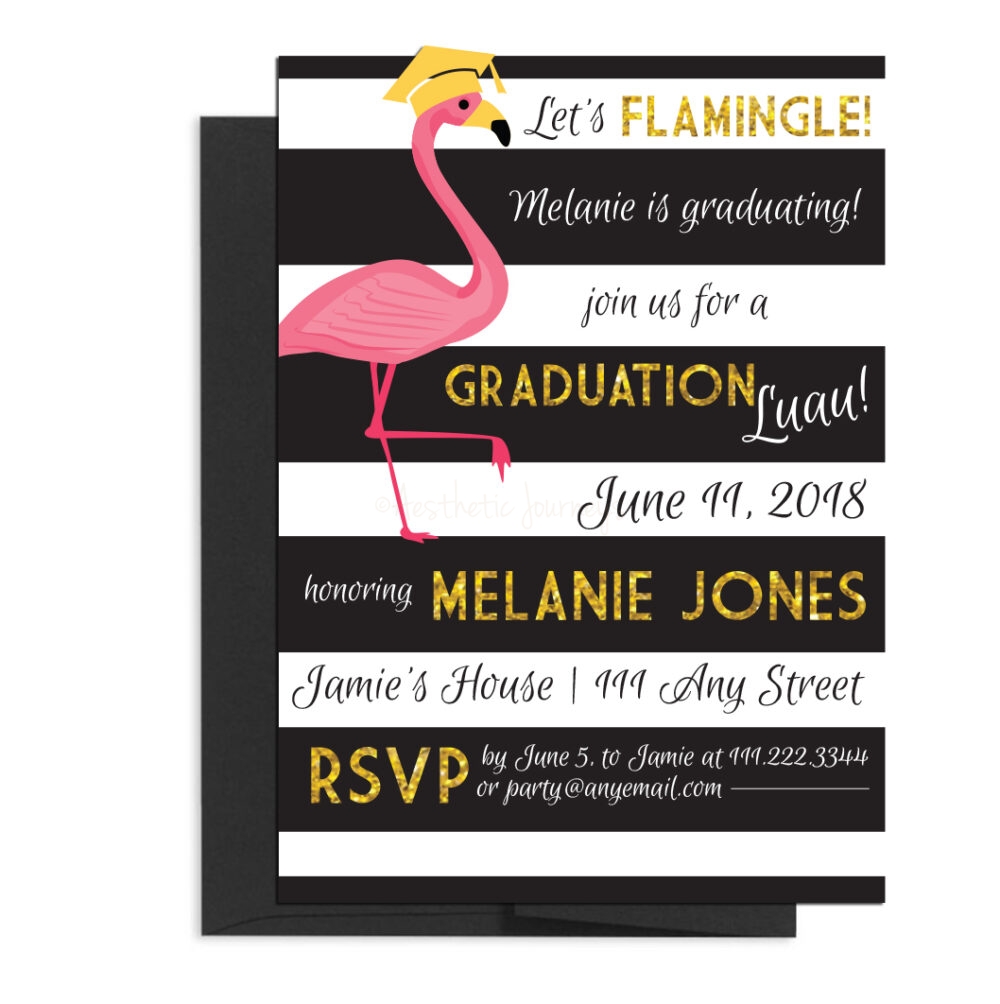 Flamingo Themed Luau Graduation Invite