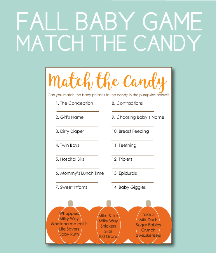 Match the Candy Baby Shower Game