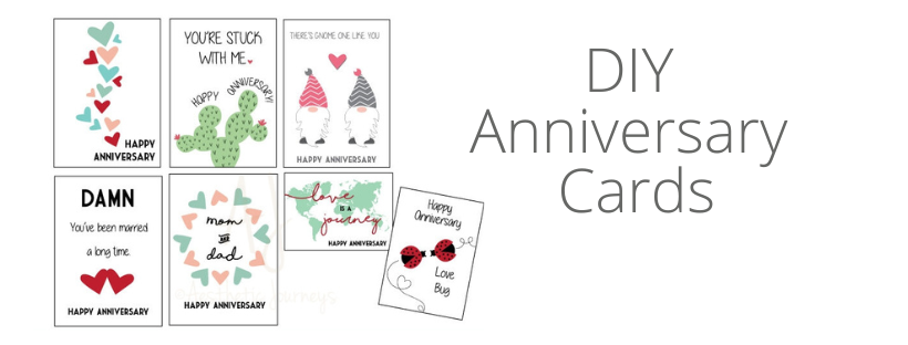 diy anniversary cards on white background