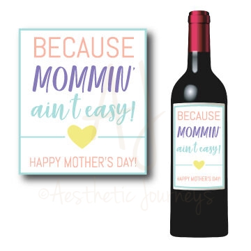Mother's Day Wine Bottle Labels on white background