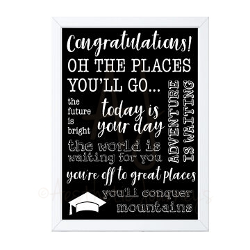 framed sign on white background for inspirational graduation gifts