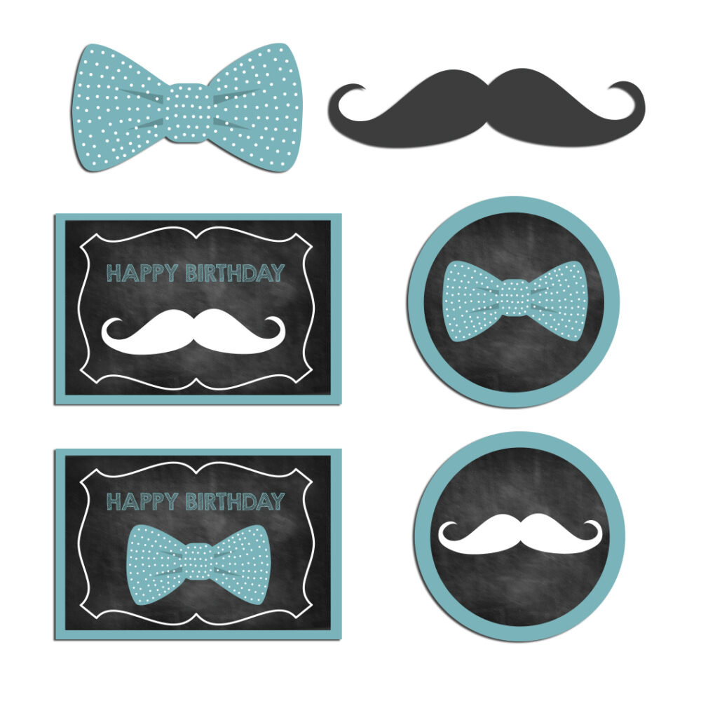 Bow Tie Mustache Cupcake Toppers