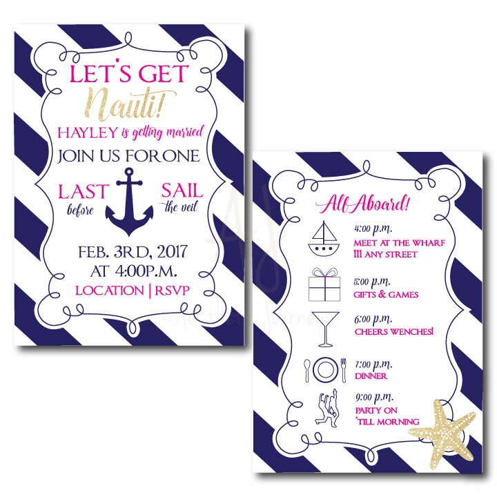 Sailing Themed Bachelorette Invite