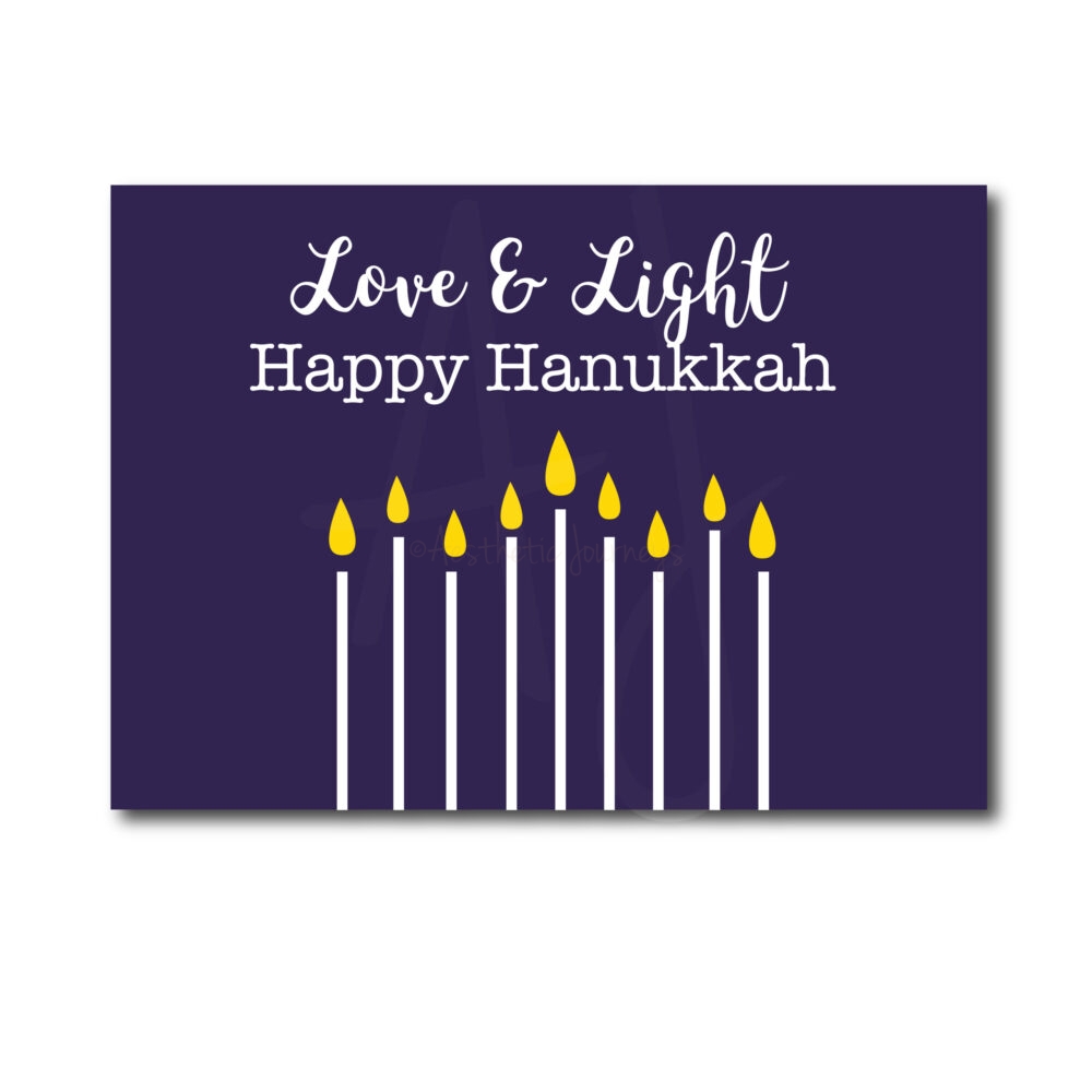 Navy Love and Light Hanukkah Card