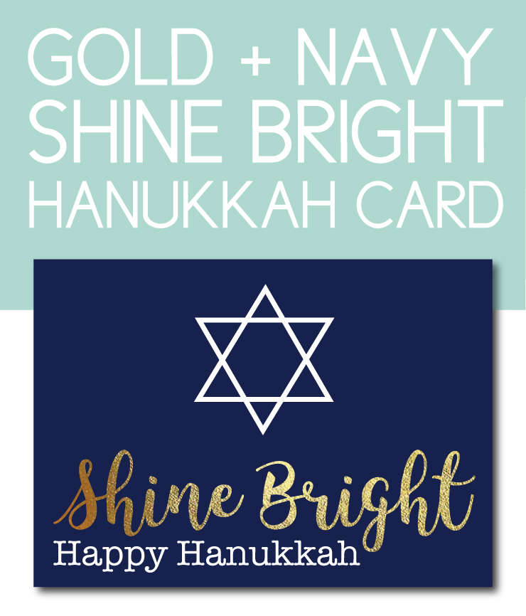 Navy and Gold Shine Bright Hanukkah Card