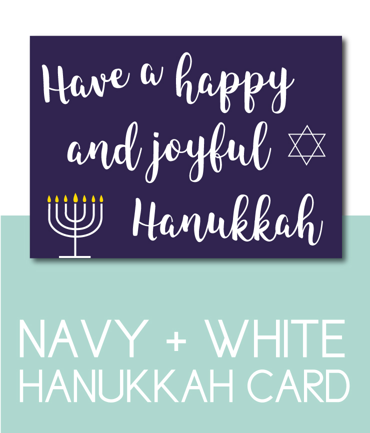 Simple Navy and White Hanukkah Card