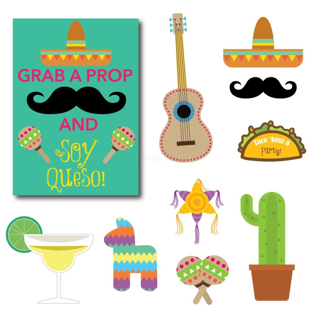 Fiesta Props for photo booth on white background