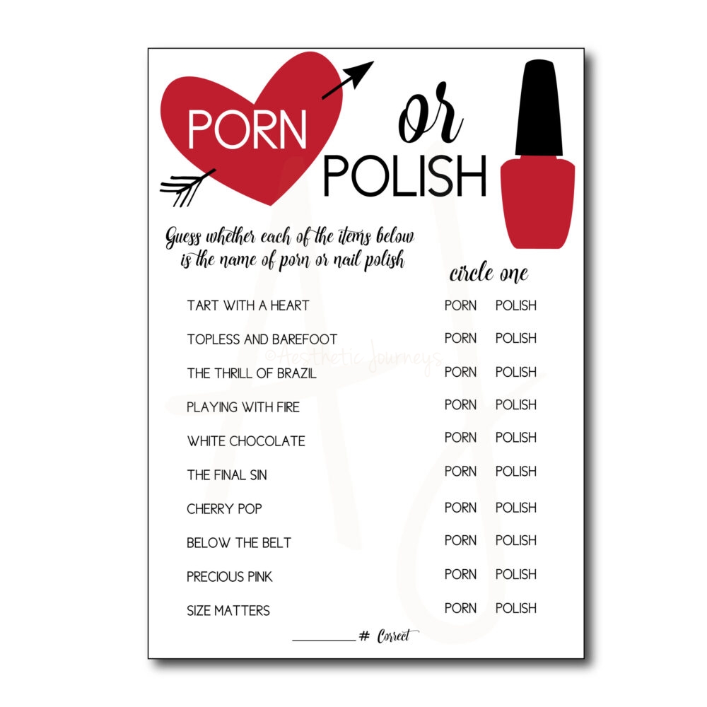 Porn or Polish Bridal Shower Game