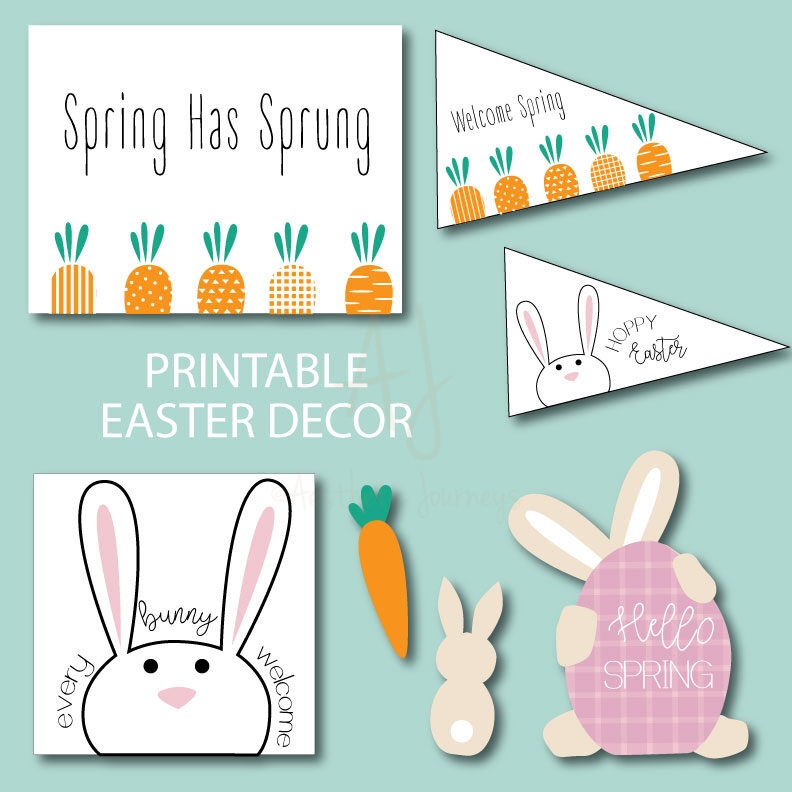 printable easter decor and graphics on white background
