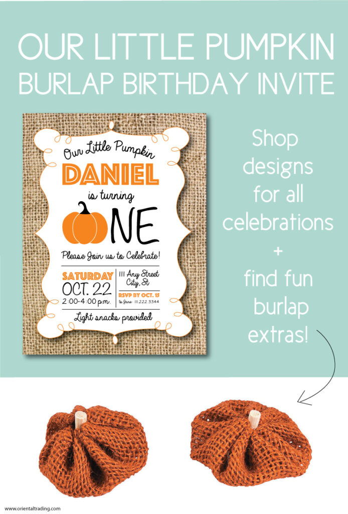 our little pumpkin burlap birthday invite