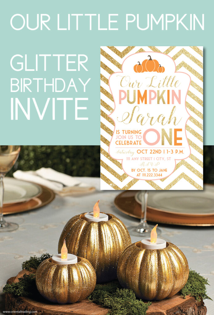 glitter pumpkin invite