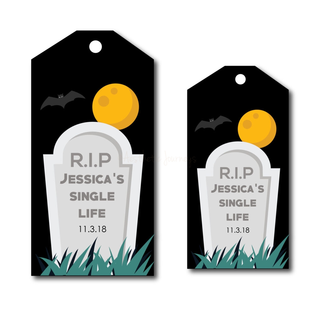 RIP single life bachelorette party favor tags on white background
