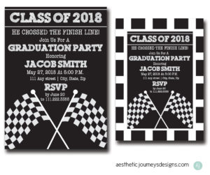 Race Themed Graduation Invites