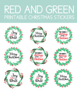 Red and Green Christmas Garland Stickers