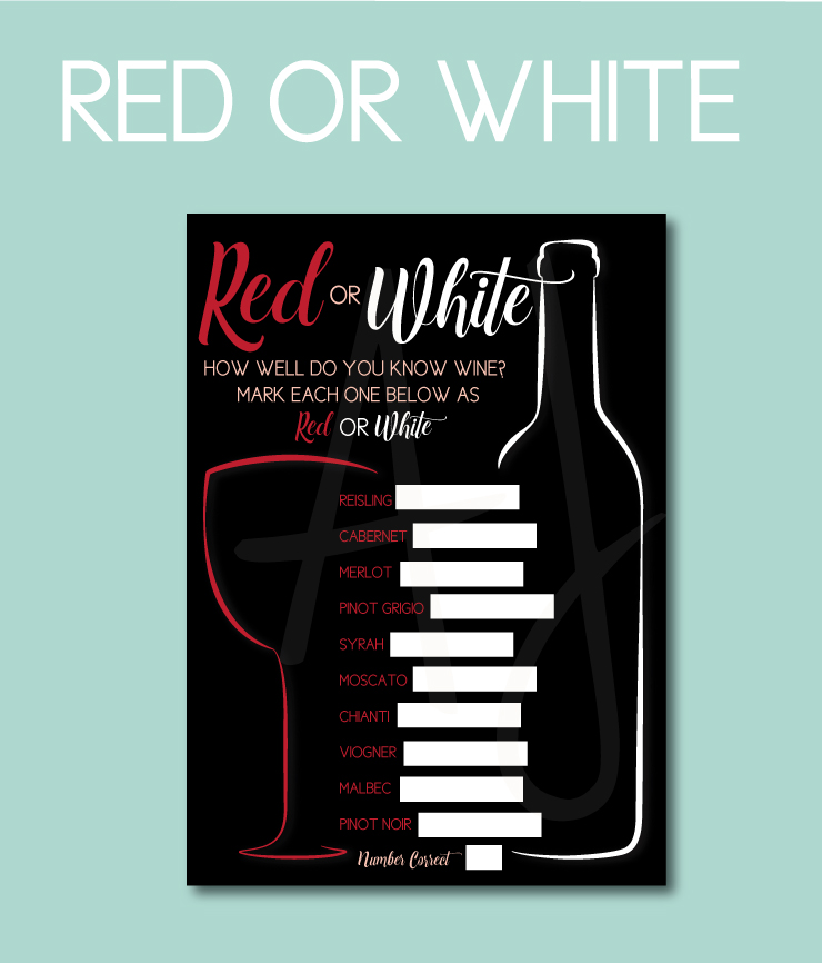 Red or White, Wine-Themed Bridal Shower Game
