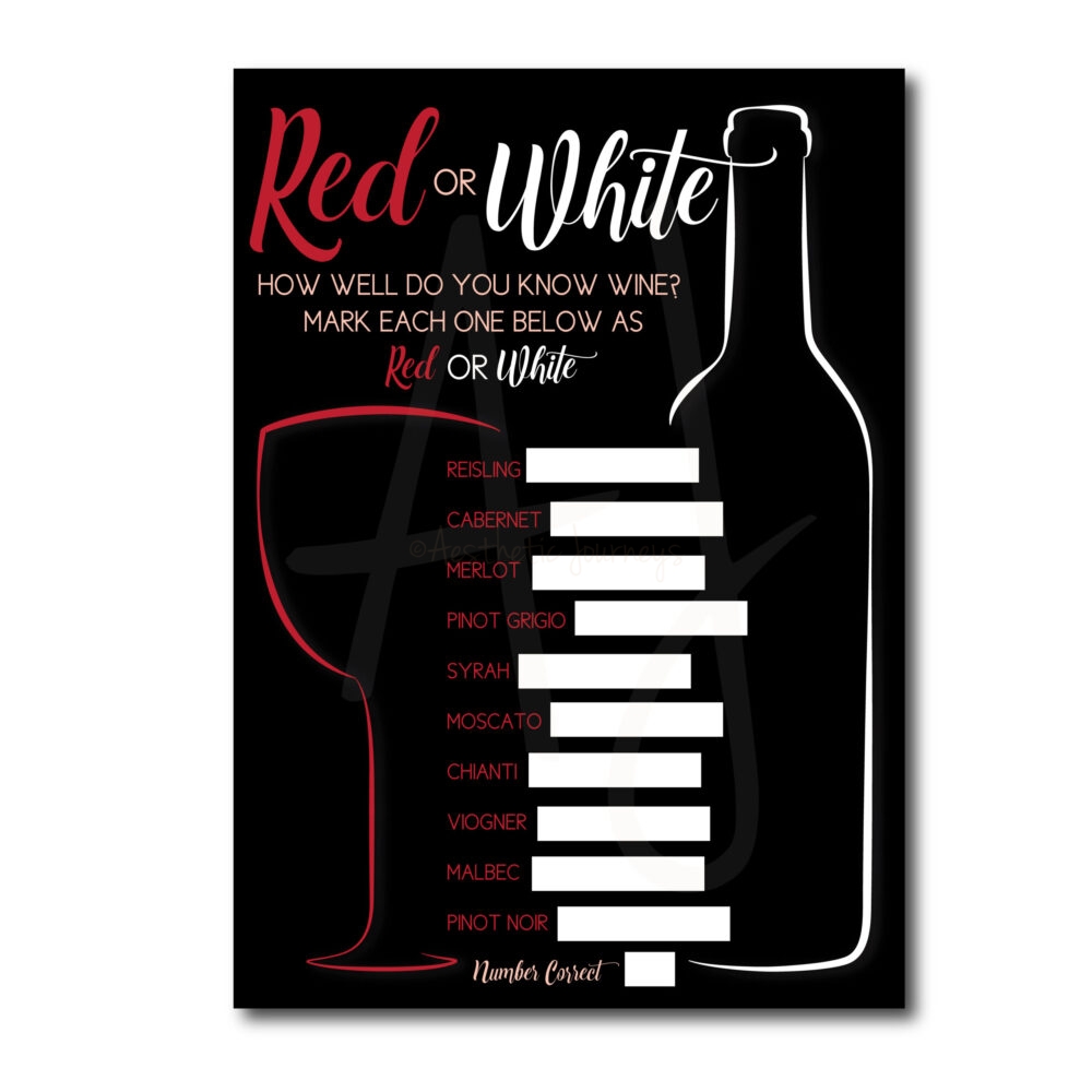 Red or White Bridal Shower Game