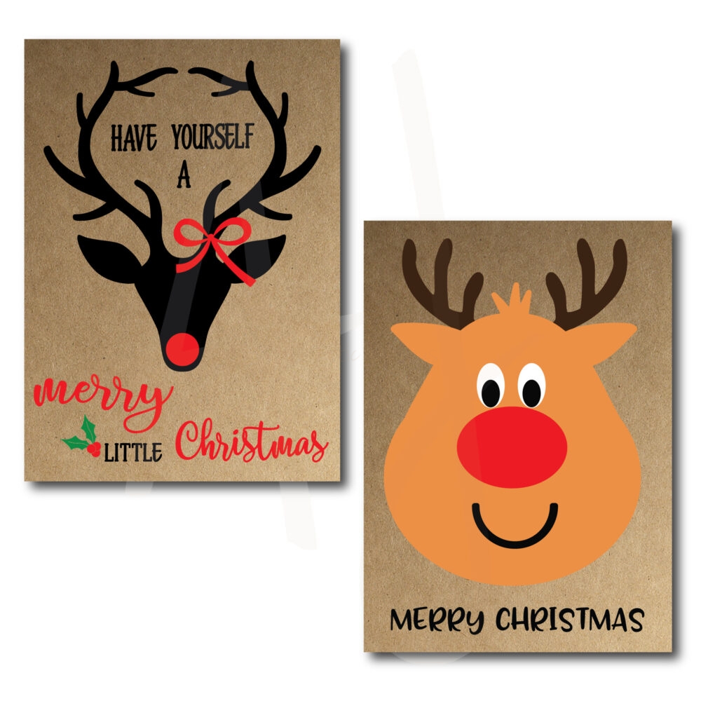 Reindeer Christmas Cards on white background