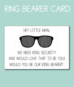 Ring Bearer Card for the friend or family member of the Bride and Groom