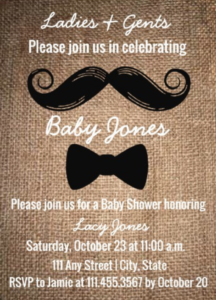 Rustic Little Man Baby Shower Invite