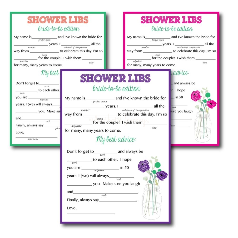 Shower Libs Printable Bridal Shower Game