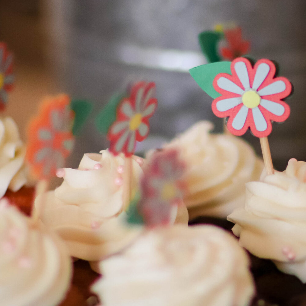 floral cupcake toppers