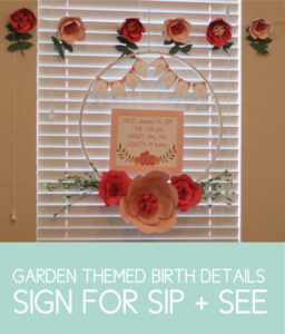 Garden Sip and See Party Sign with Baby's Birth Details